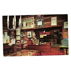 First Berry Lincoln Store Postcard Authentic Interior New Salem Illinois Display